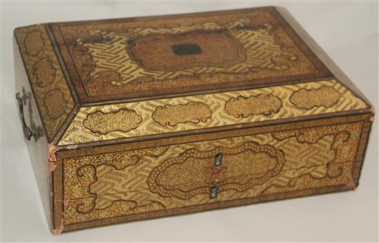 A Chinese export lacquer work box, 13.25in.